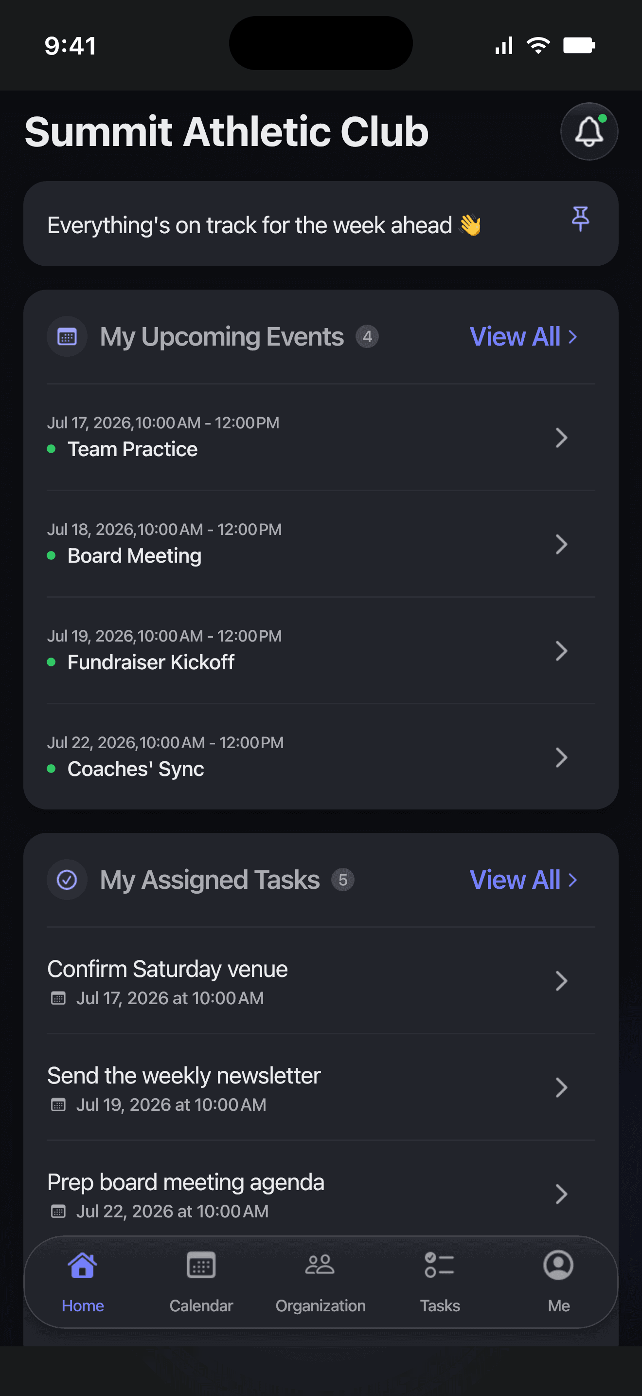 Home Dashboard